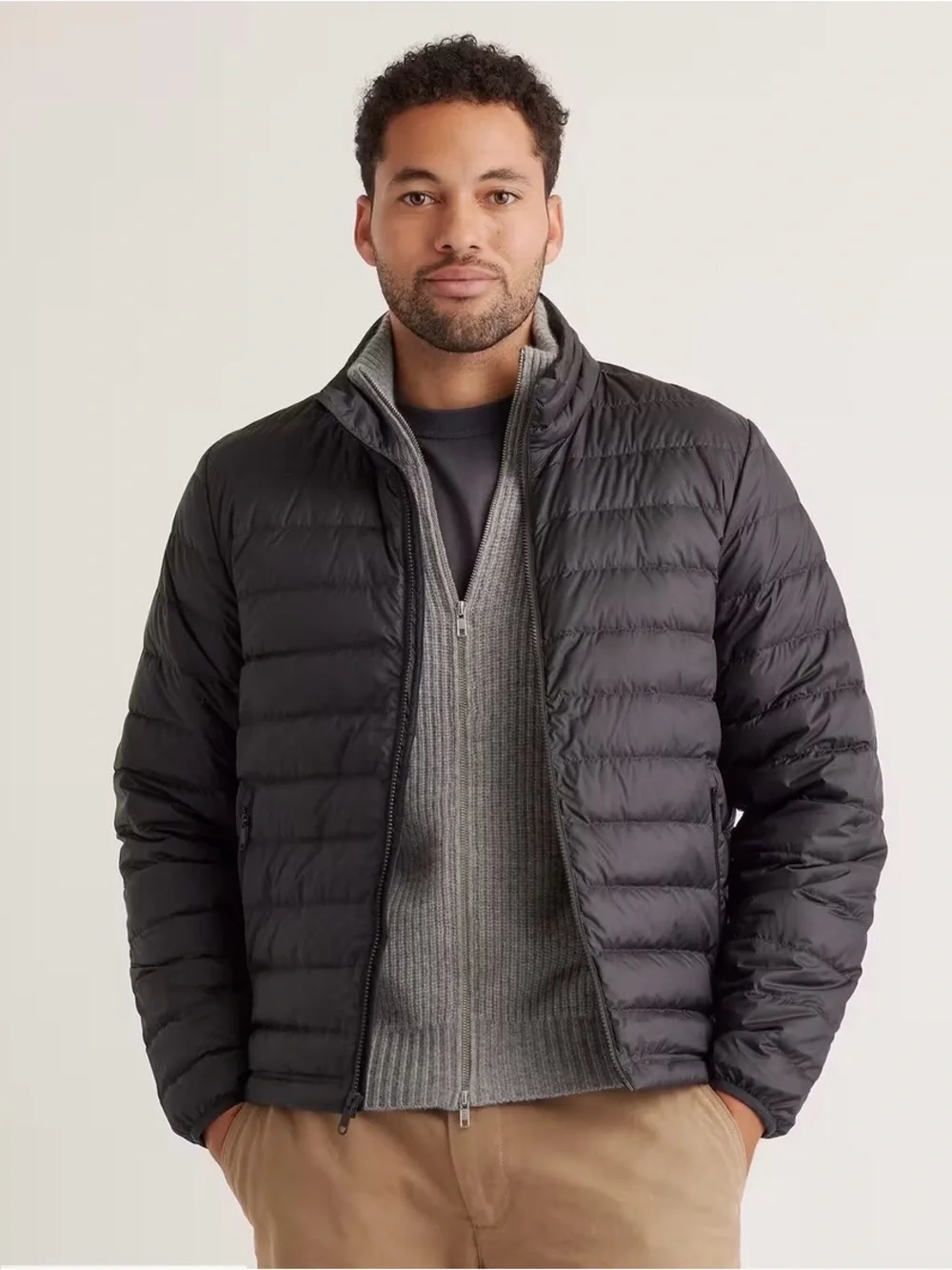 Quince lightweight packable black puffer jacket
